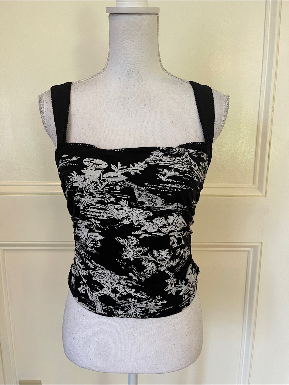 Free People Black and White Scenic Print Tank